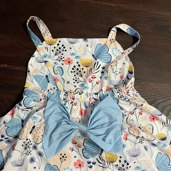 Butterfly bow back girls spaghetti straps summer dress 7/8 130 - Picture 5 of 6